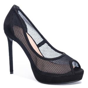 New Chinese Laundry Hallsy Swish Mesh Fishnet Peep Toe Platform Heels